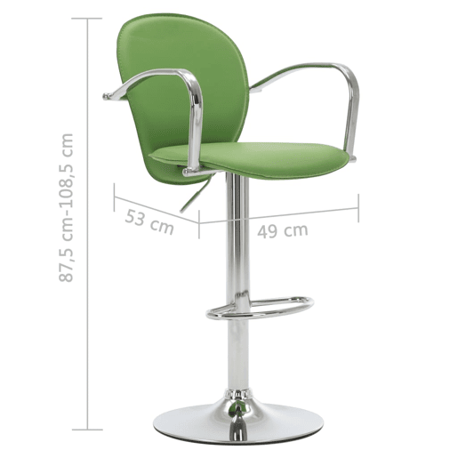 vidaXL Bancos de bar com apoios de braços 2 pcs couro artificial verde