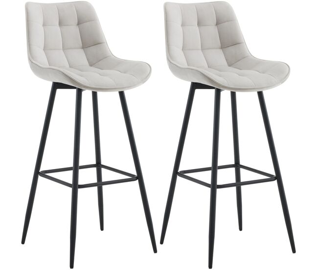 Set de 2 taburetes de bar dartford terciopelo gris 52x47x106 cm