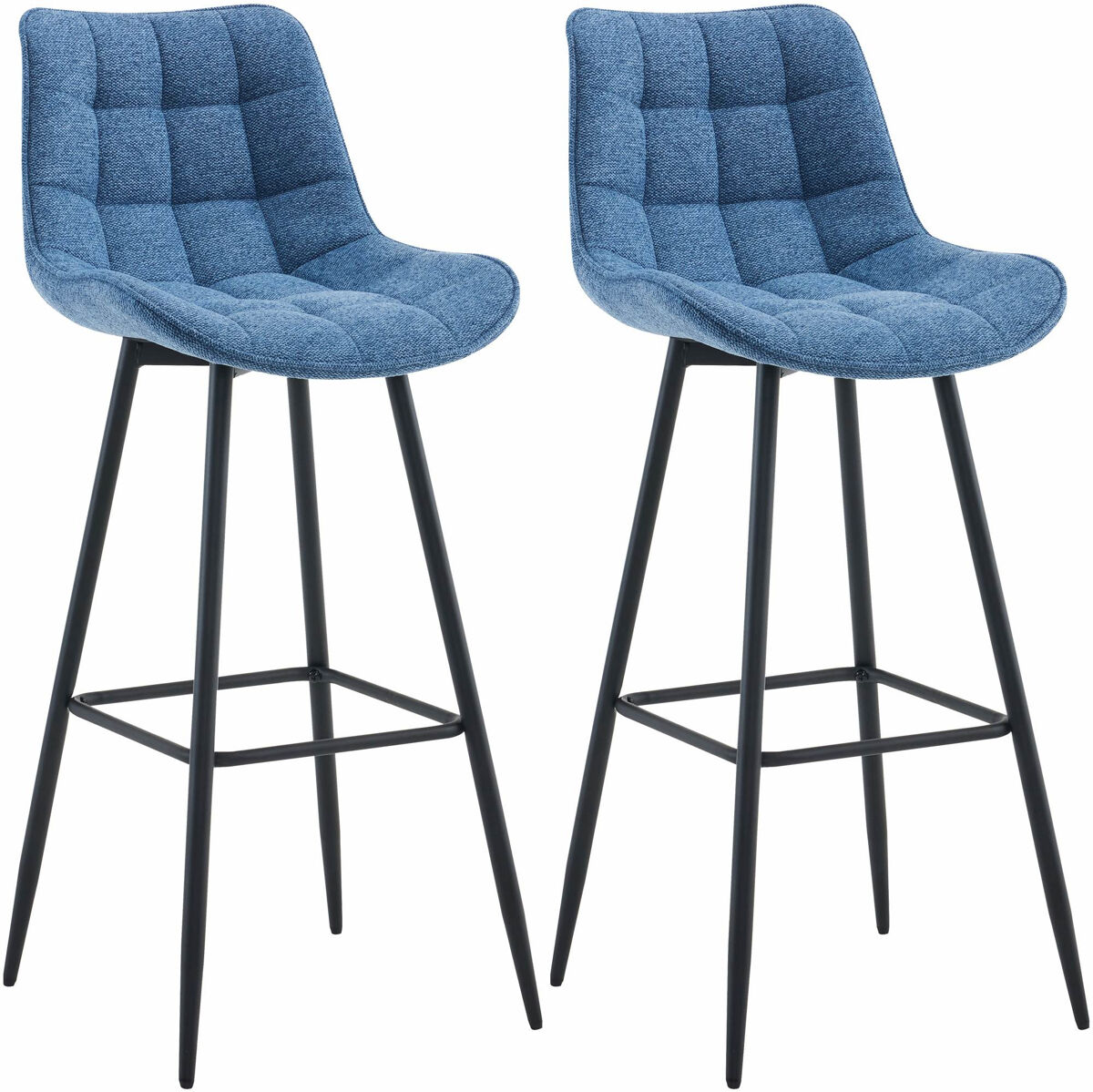 Set de 2 taburetes de bar dartford tela azul 52x47x106 cm