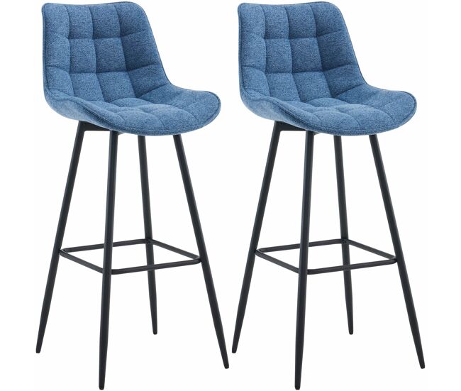 Set de 2 taburetes de bar dartford tela azul 52x47x106 cm