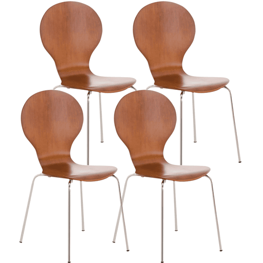 Set 4x Sillas de Visita Diego Apilable Madera Marrón 45X43X86 cm
