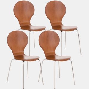 Set 4x Sillas de Visita Diego Apilable Madera Marrón 45X43X86 cm