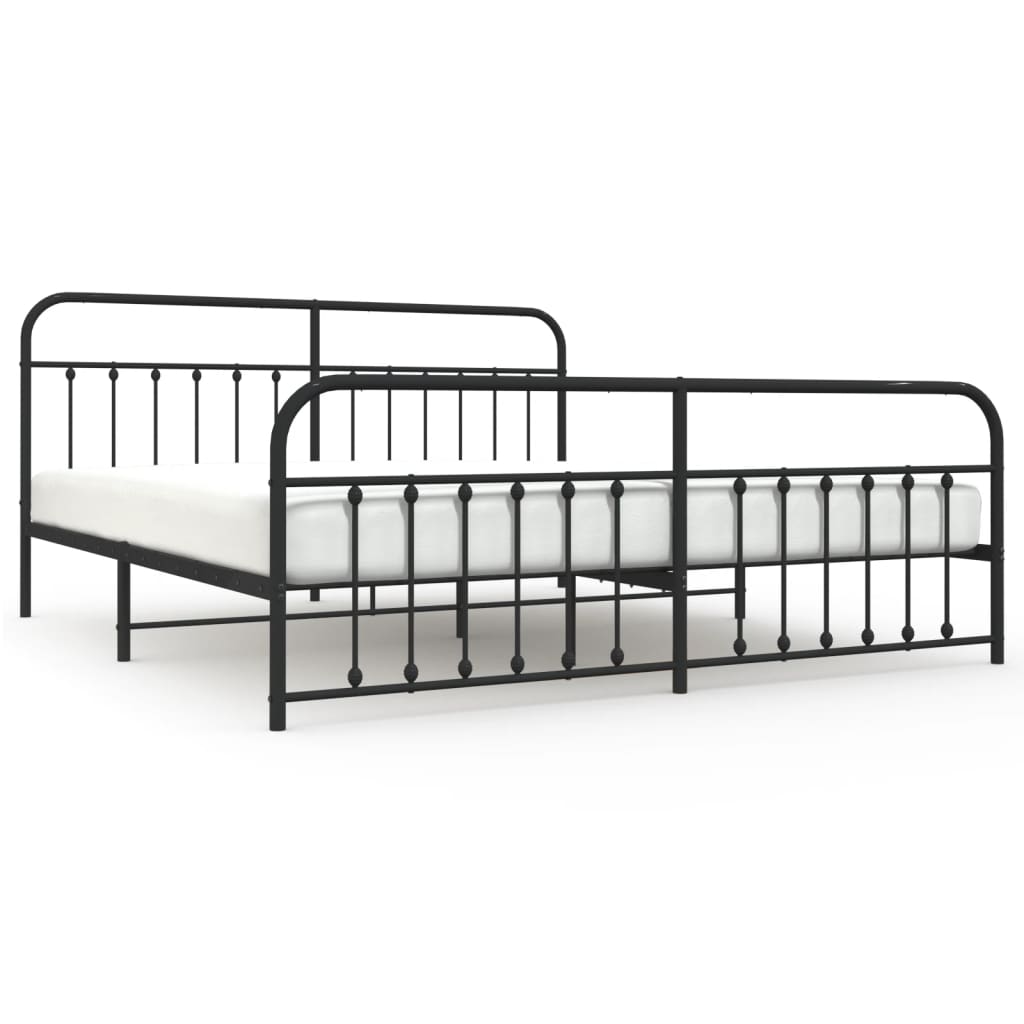 estructura de cama cabecero y pie de cama metal negro 200x200cm con cabecero y pie de cama