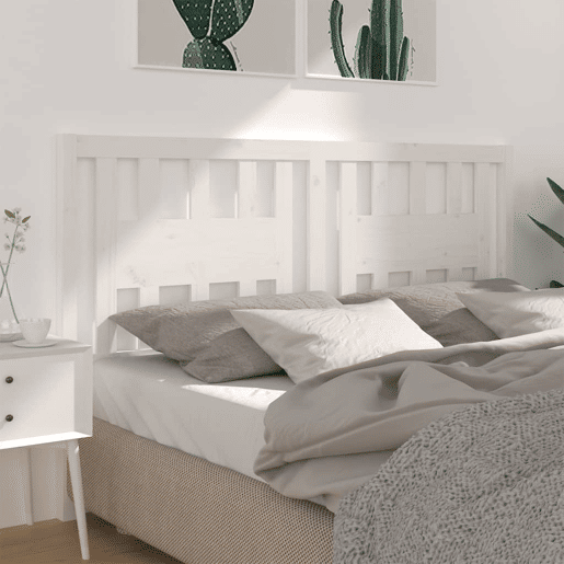 vidaXL Cabeceira de cama 146x4x100 cm pinho maciço branco