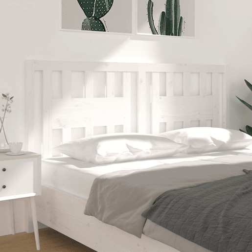 vidaXL Cabeceira de cama 146x4x100 cm pinho maciço branco