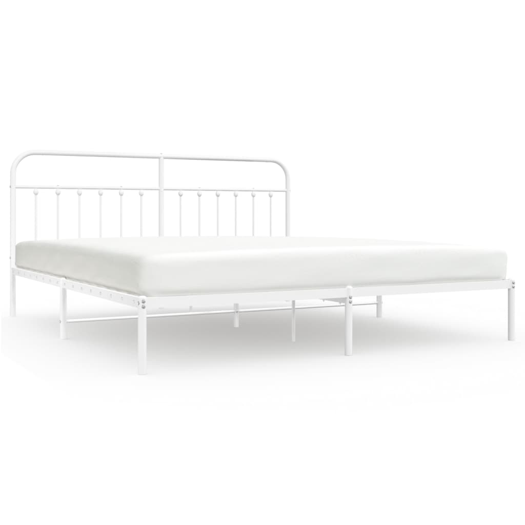 Estructura de cama con cabecero metal blanca 200x200 cm con cabecero