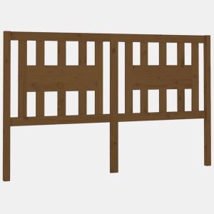 vidaXL Cabeceira de cama 126x4x100 cm pinho maciço castanho mel