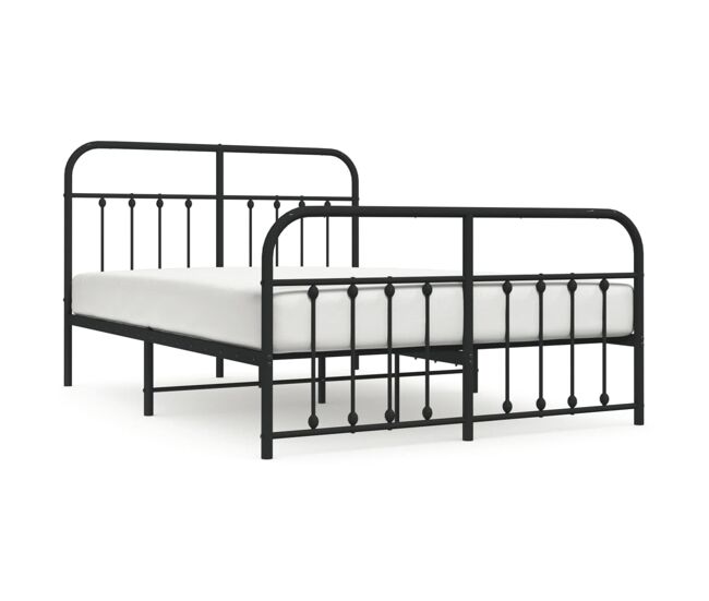 Estructura de cama cabecero y pie de cama metal negro 135x190cm con cabecero y pie de cama