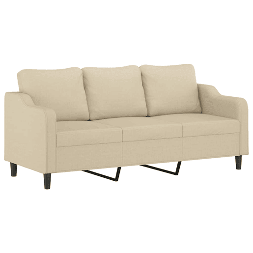 vidaXL Sofá de 3 lugares tecido 180 cm cor creme vidaXL Sofá de 3 lugares tecido 180 cm cor creme