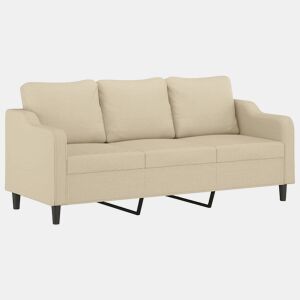 vidaXL Sofá de 3 lugares tecido 180 cm cor creme