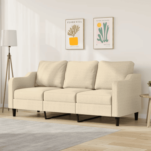 vidaXL Sofá de 3 lugares tecido 180 cm cor creme vidaXL Sofá de 3 lugares tecido 180 cm cor creme