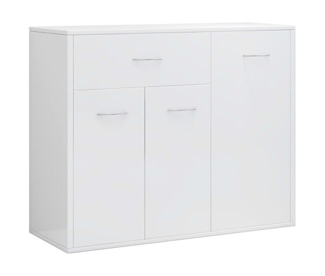 Vidaxl aparador de madera contrachapada blanco brillante 88x30x70 cm