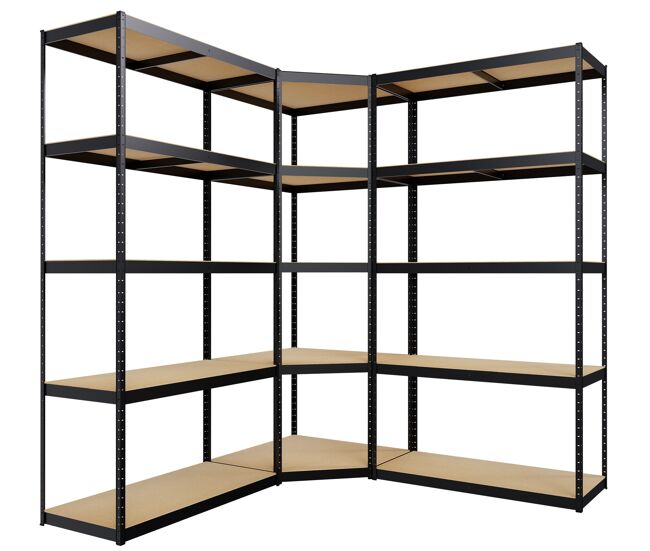Estantería modular de 3 piezas metal negro 160x160x180 cm