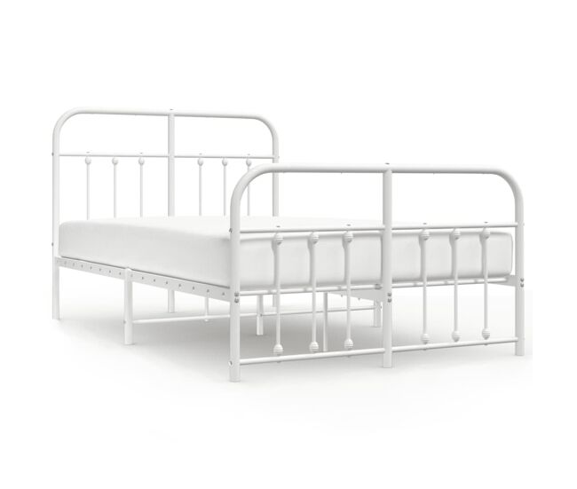 Estructura cama metal con cabecero y estribo blanco 120x200 cm con cabecero y pie de cama