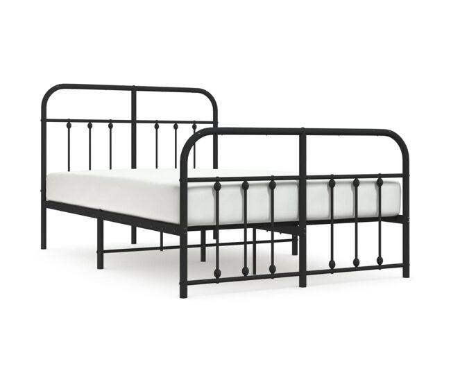 Estructura de cama cabecero y pie de cama metal negro 120x200cm con cabecero y pie de cama