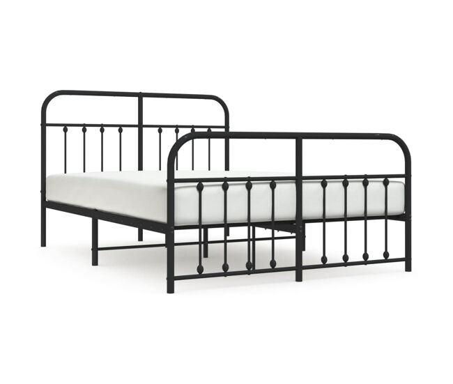 Estructura de cama cabecero y pie de cama metal negro 140x200cm con cabecero y pie de cama