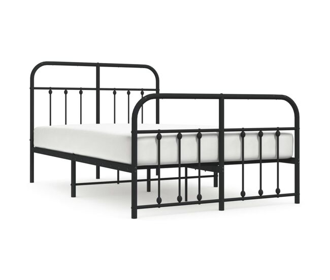 Estructura de cama con cabecero y pie metal negro 120x190 cm con cabecero y pie de cama