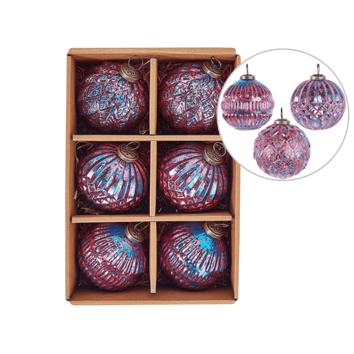 Conjunto de 6 bolas ASTRAL Vidro Rosa Conjunto de 6 bolas ASTRAL Vidro Rosa