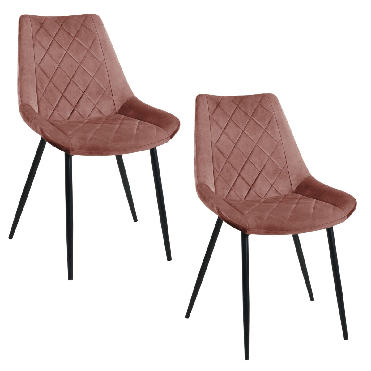 2x Silla tapizada capitoné de terciopelo SJ.0488 Rosa