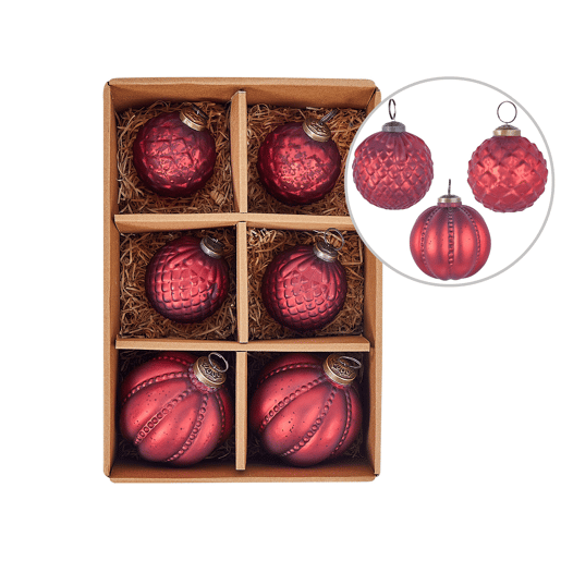 Conjunto de 6 bolas ARGENTIN Vidro Vermelho Conjunto de 6 bolas ARGENTIN Vidro Vermelho