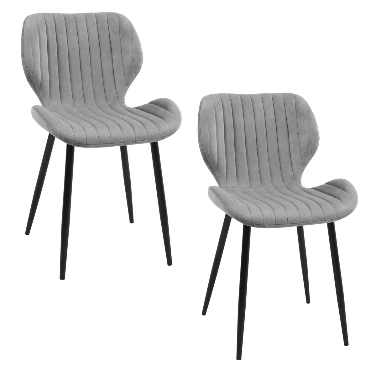 2x Silla tapizada capitoné de terciopelo SJ.17 Gris