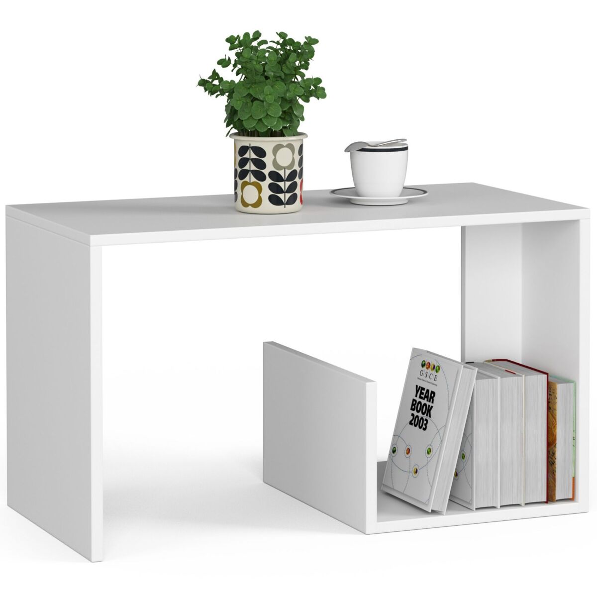 Mesa de centro akord paul blanco 80 cm frente en color blanco 80x40x45 cm