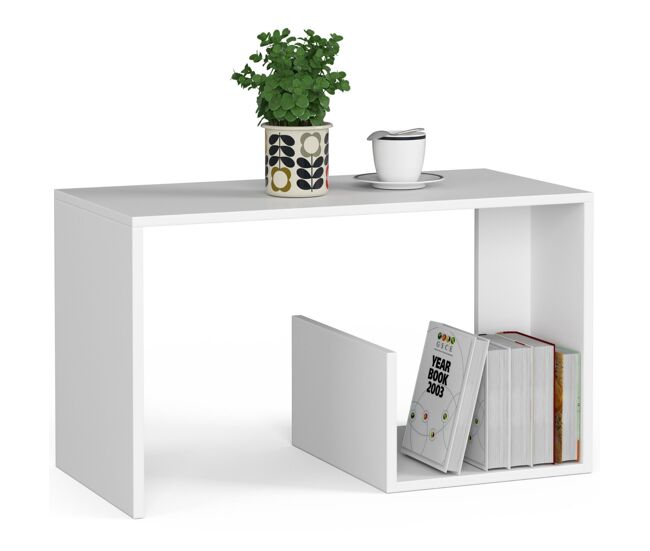 Mesa de centro akord paul blanco 80 cm frente en color blanco 80x40x45 cm
