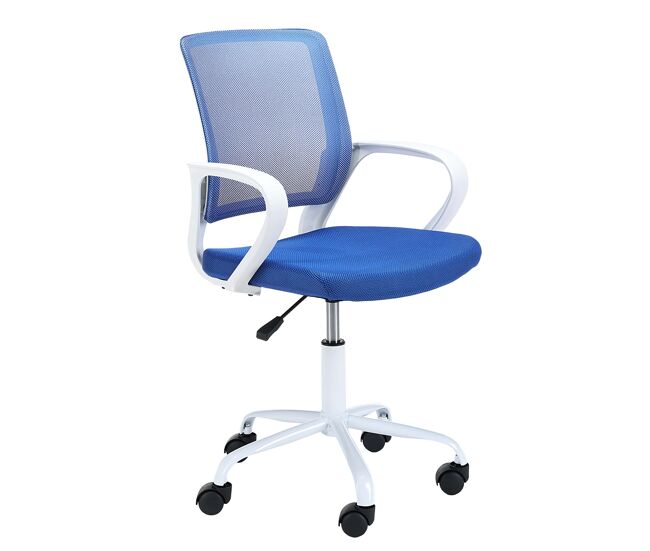 Silla de escritorio infantill fd6 de tela blanco azul