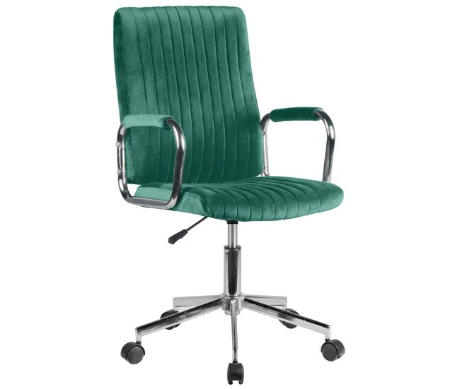Silla de escritorio y de confidente giratoria con ruedas de terciopelo fd24 verde botella