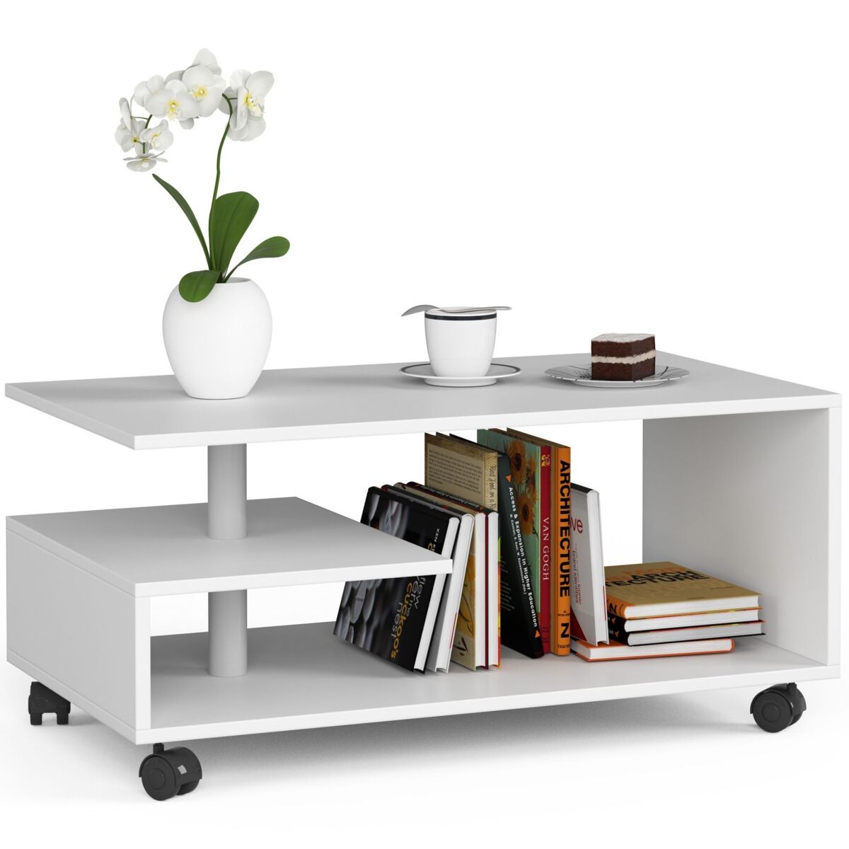 Mesa de centro con ruedas VINI 90x51
