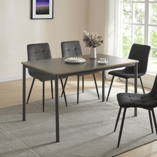 Mesa de jantar Lindesberg 4 pessoas aço MDF 120x70x75 cm - Preto Cinzento en.casa