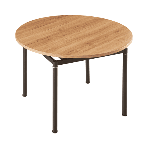 Mesa de jantar Hemnes redonda 4 pessoas aço MDF Ø 100x75 cm - Efeito carvalho preto en.casa Mesa de jantar Hemnes redonda 4 pessoas aço MDF Ø 100x75 cm - Efeito carvalho preto en.casa
