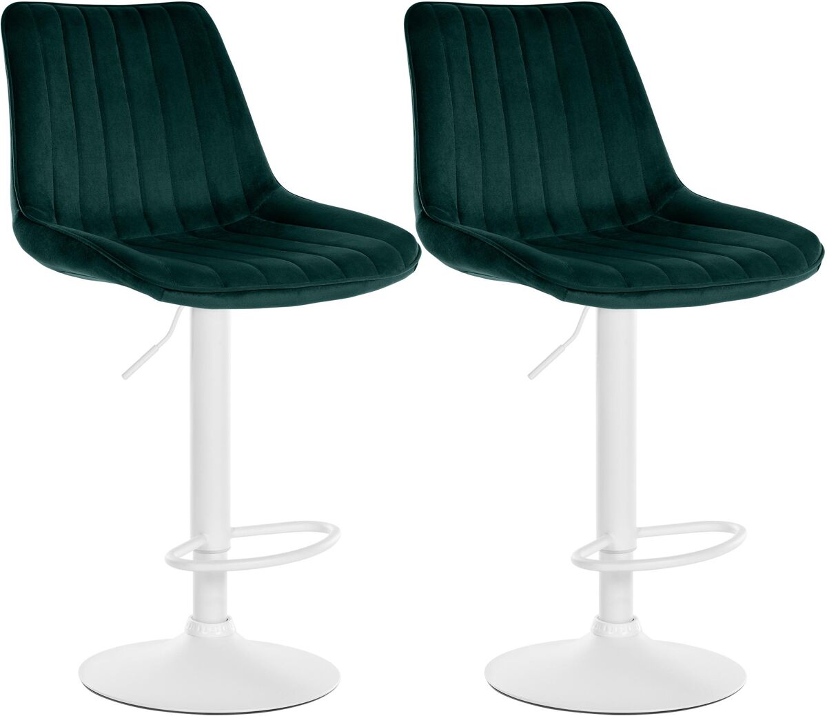 Set de 2 taburetes de bar toni en terciopelo verde 50x49.5x91 cm