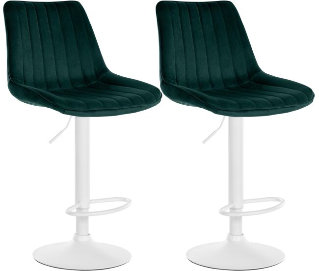 Set de 2 taburetes de bar toni en terciopelo verde 50x49.5x91 cm