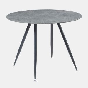 Mesa de jantar Fitjar redonda 4 pessoas aço MDF Ø 100x75 cm - Efeito betão en.casa