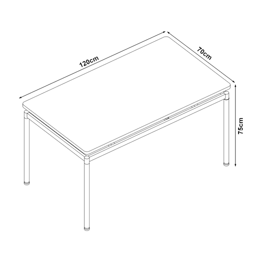 Mesa de jantar Hemnes retangular 4 pessoas aço MDF 120x70x75 cm - efeito carvalho preto en.casa