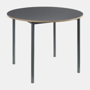Mesa de jantar Lindesberg redonda 4 pessoas aço MDF Ø 100x75 cm - Cinzento Preto en.casa