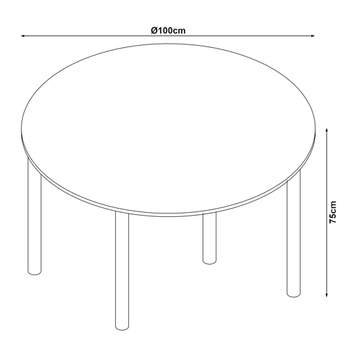 Mesa de jantar Lindesberg redonda 4 pessoas aço MDF Ø 100x75 cm - Cinzento Preto en.casa