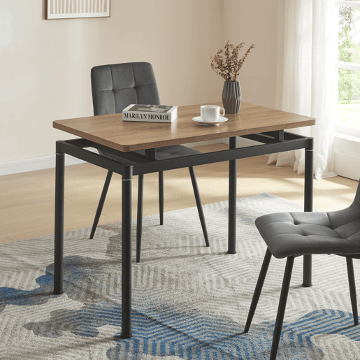 Mesa de jantar Hemnes retangular 4 pessoas aço MDF 100x60x75 cm - efeito carvalho preto en.casa
