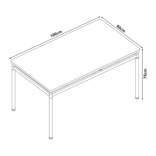 Mesa de jantar Hemnes retangular 4 pessoas aço MDF 100x60x75 cm - efeito carvalho preto en.casa