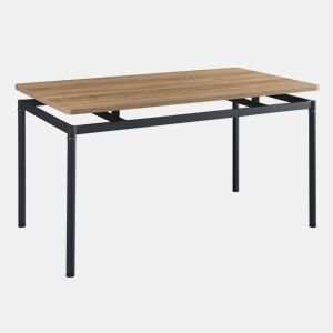 Mesa de jantar Hemnes retangular 6 pessoas aço MDF 140x80x75 cm - efeito carvalho preto en.casa