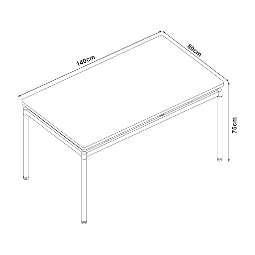 Mesa de jantar Hemnes retangular 6 pessoas aço MDF 140x80x75 cm - efeito carvalho preto en.casa