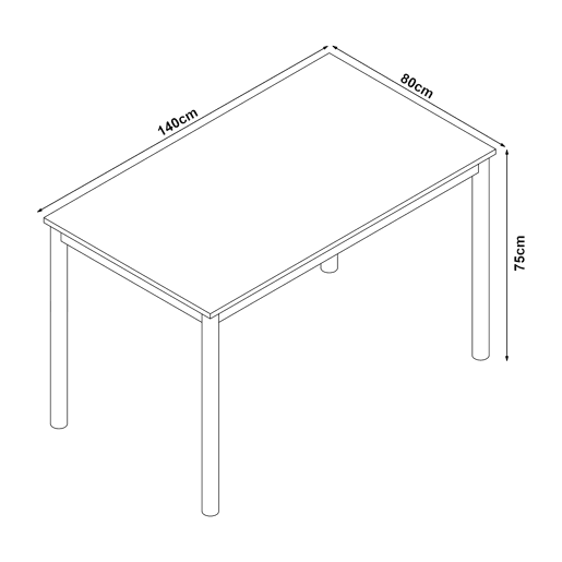 Mesa de jantar Lindesberg 6 pessoas aço MDF 140x80x75 cm - Preto Cinzento en.casa