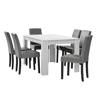 Mesa de jantar + 6 cadeiras Forssa MDF e couro sintético 140x90x77cm - Branco + Cinzento claro en.casa