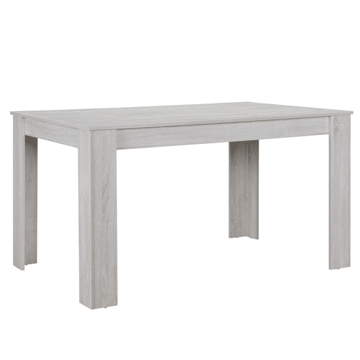 Mesa de jantar + 6 cadeiras Forssa MDF e couro sintético 140x90x77cm - Carvalho branco + Cinzento escuro en.casa
