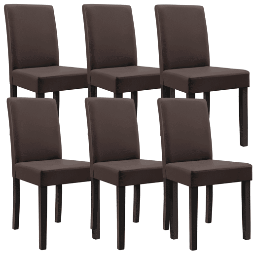 Mesa de jantar + 6 cadeiras Forssa MDF e couro sintético 140x90x77cm - Carvalho claro + Castanho en.casa