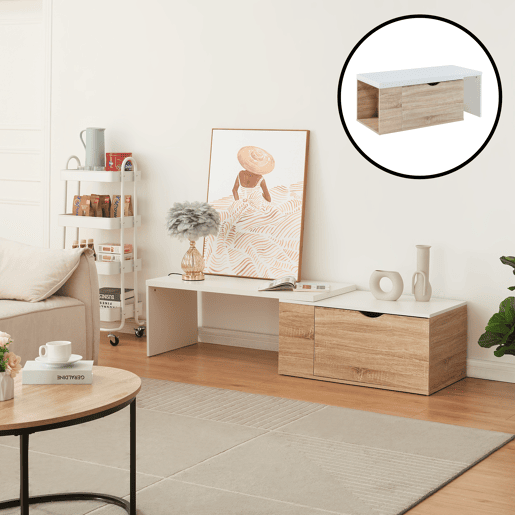 Mesa de apoio Österåker com tampo extensível 100x48x40cm - MadeiraBranco en.casa