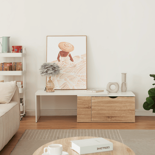 Mesa de apoio Österåker com tampo extensível 100x48x40cm - MadeiraBranco en.casa