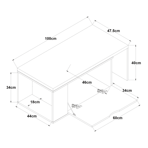 Mesa de apoio Österåker com tampo extensível 100x48x40cm - MadeiraBranco en.casa