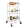 Carrinho de serviço Pyhäjoki com 3 cestos de aço 79 x 46 x 35 cm - Branco mate en.casa